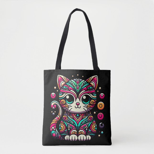 Cute Cat Ornament Tote Bags (Front)