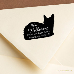 Cute Cat Our New House Announcement Return Address Rubber Stamp
