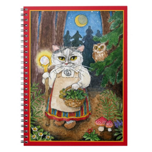 Cute cat owl fairy tale forest Notebook