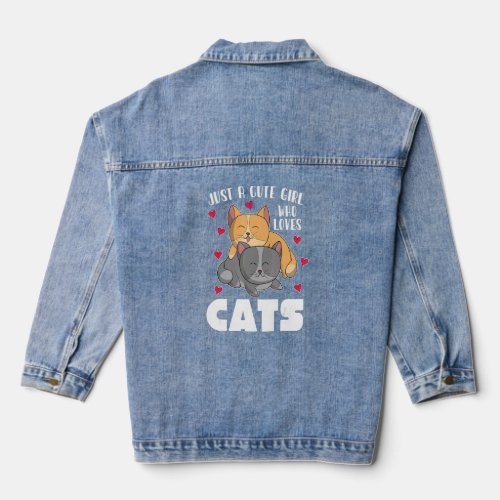 Cute Cat Owner Pet Animal Kitten Cat  Girls Women  Denim Jacket