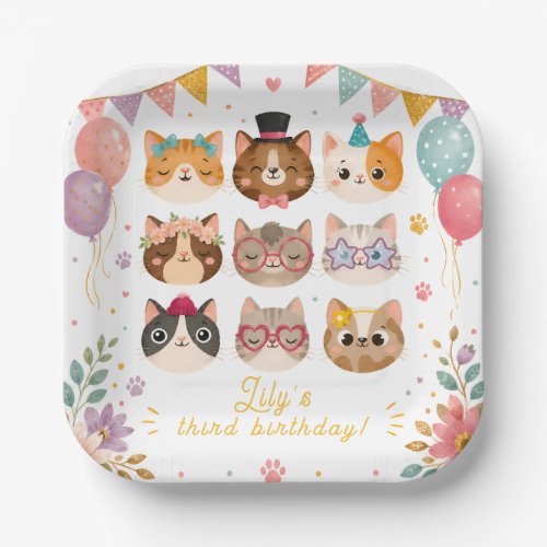 Cute Cat Party Supplies for Kids Purrfect Party Paper Plates
