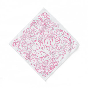 Cute Cat Patten with ASL ILY sign - ASL Design  Bandana