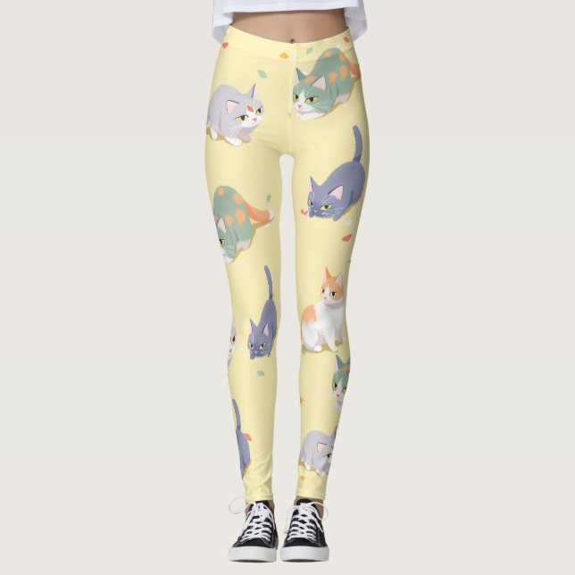 Cute Cat Patter Leggins Leggings (Front)