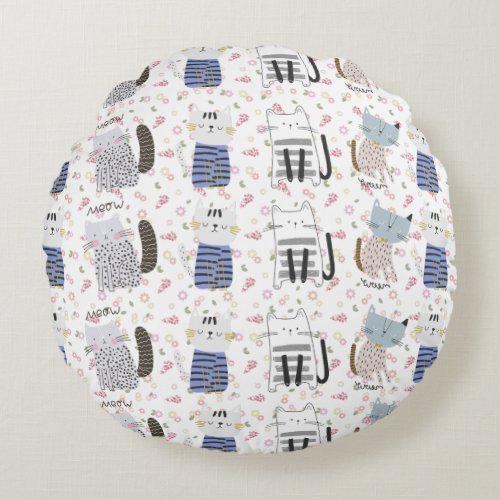 Cute Cat Pattern 2  Round Pillow