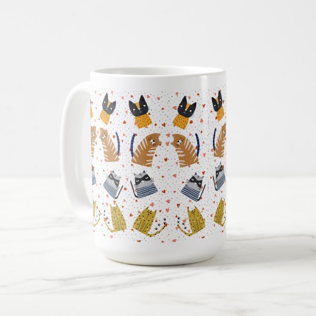 Cute Cat Pattern #3 Coffee Mug (Front Left)