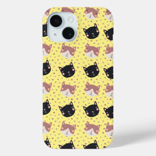 Cute Cat Pattern 7 iPhone 15 Case