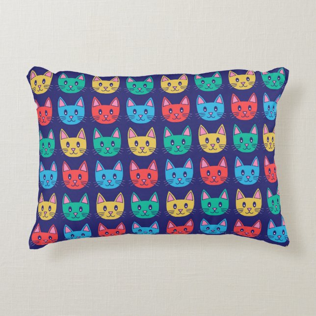 Cute Cat Pattern Accent Pillow (Front)