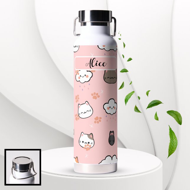 Cute cat pattern Back To School Water Bottle (Cute cat pattern Back To School Water Bottle)