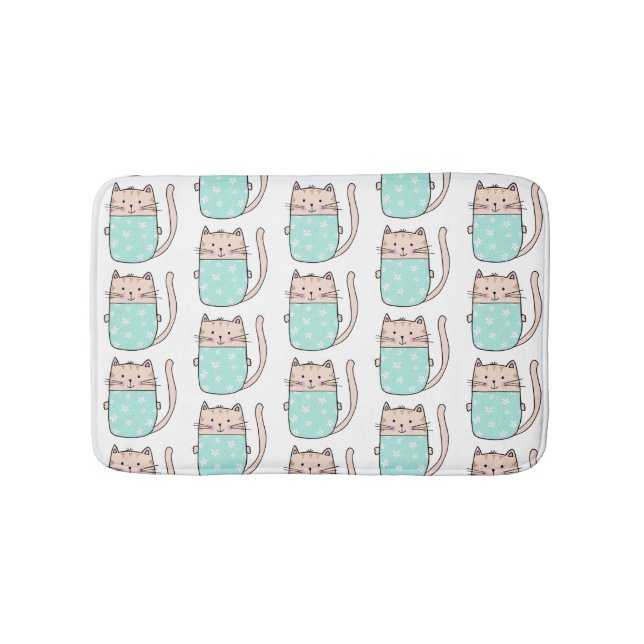 Cute Cat Pattern Bath Mat (Front)