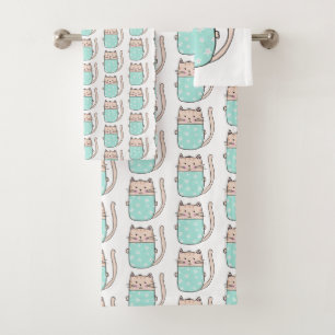 Cute Cat Pattern Bath Towel Set