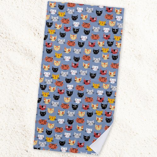 Cute Cat Pattern Beach Towel