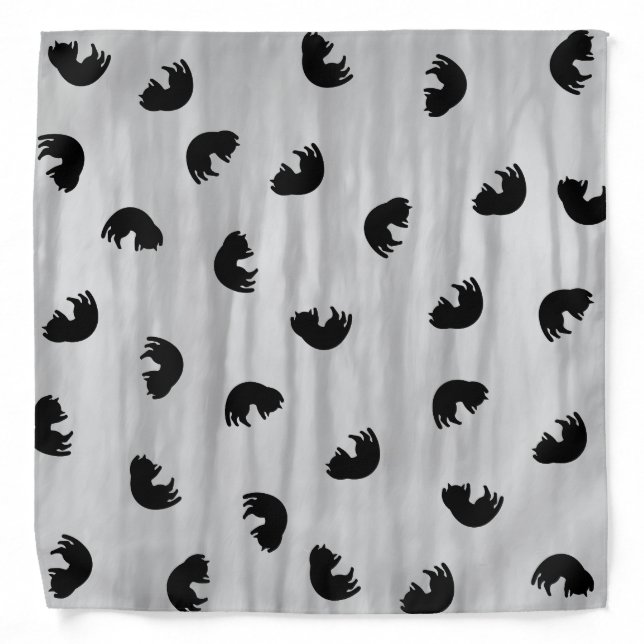 CUTE Cat Pattern Black and Gray Bandana (Front)