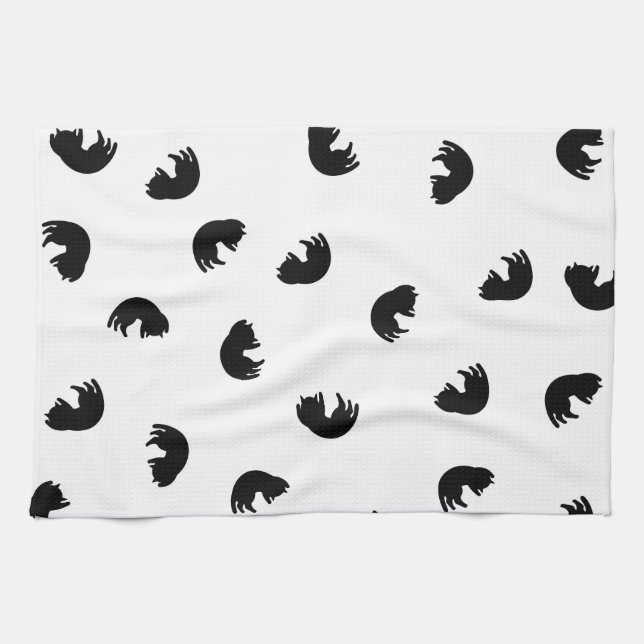 CUTE Cat Pattern Black and White Towel (Horizontal)