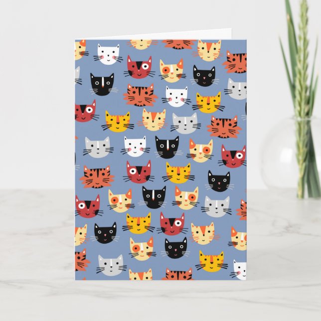 Cute Cat Pattern Blue Announcement (Front)