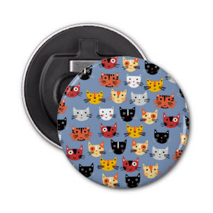 Cute Cat Pattern Blue Bottle Opener