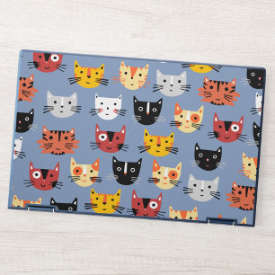 Cute Cat Pattern Blue HP Laptop Skin