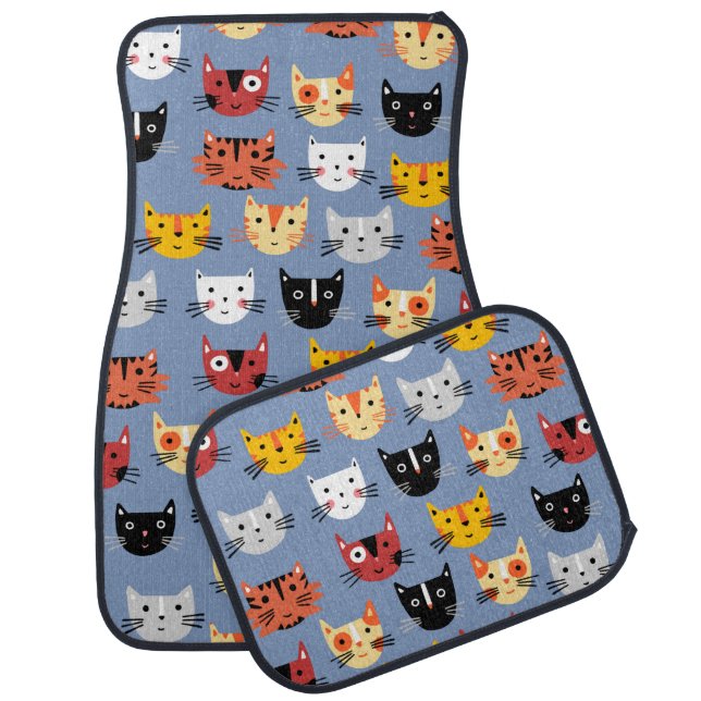 Cute Cat Pattern Car Floor Mat (Set)