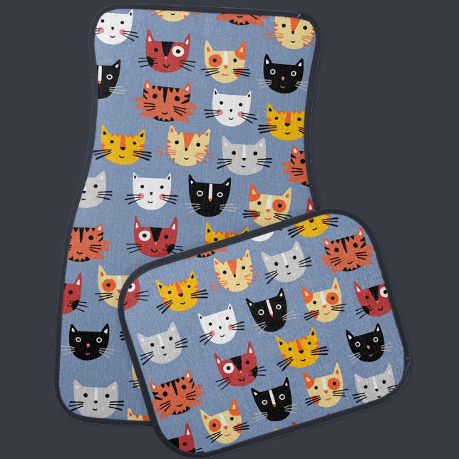 Cute Cat Pattern Car Floor Mat (Fun cat pattern unique art car mats)