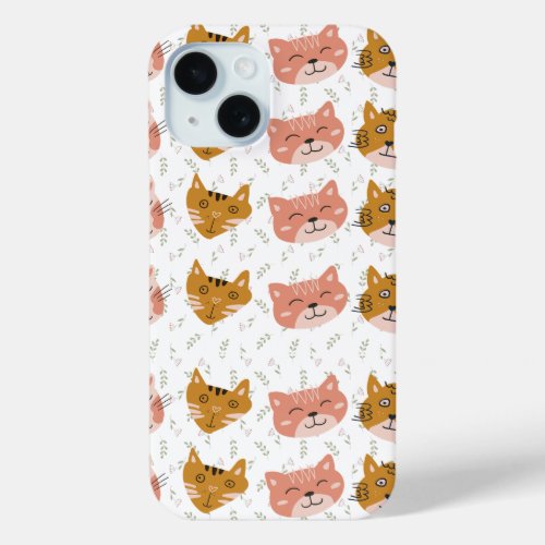 Cute Cat Pattern  iPhone 15 Case