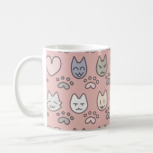 Cute Cat Pattern Coffee Mug (Left)