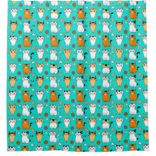 🐱 Cute Cat Pattern Cozy Home Style Fun 🎨 Shower Curtain
