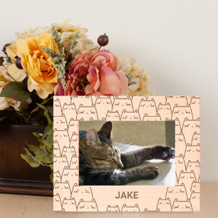 Cute Cat Pattern Custom Name Engraved Frames