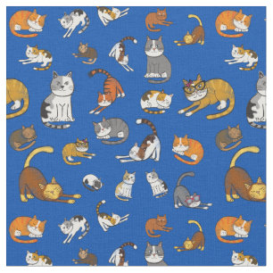 cute cat pattern design for cat lovers- blue back fabric
