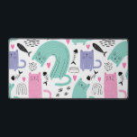 Cute Cat Pattern Desk Mat<br><div class="desc">Cute abstract cats with paw prints and fish bones on white background</div>
