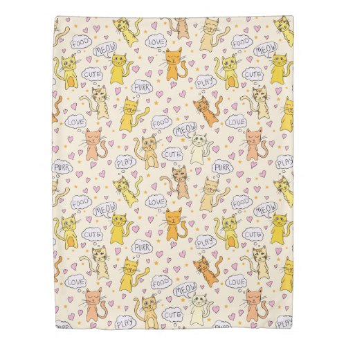 Cute Cat Pattern Duvet Cover