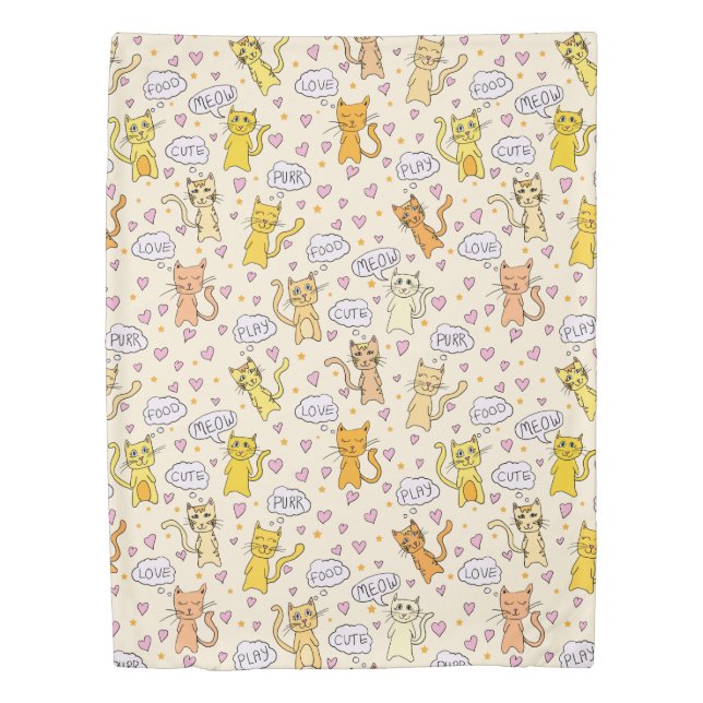 Cute Cat Pattern Duvet Cover (Front)