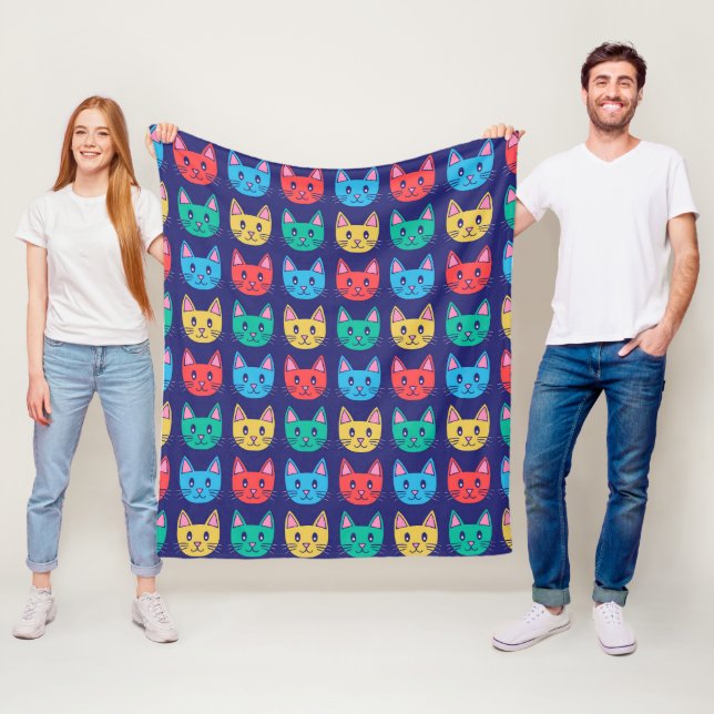 Cute Cat Pattern Fleece Blanket (In Situ)