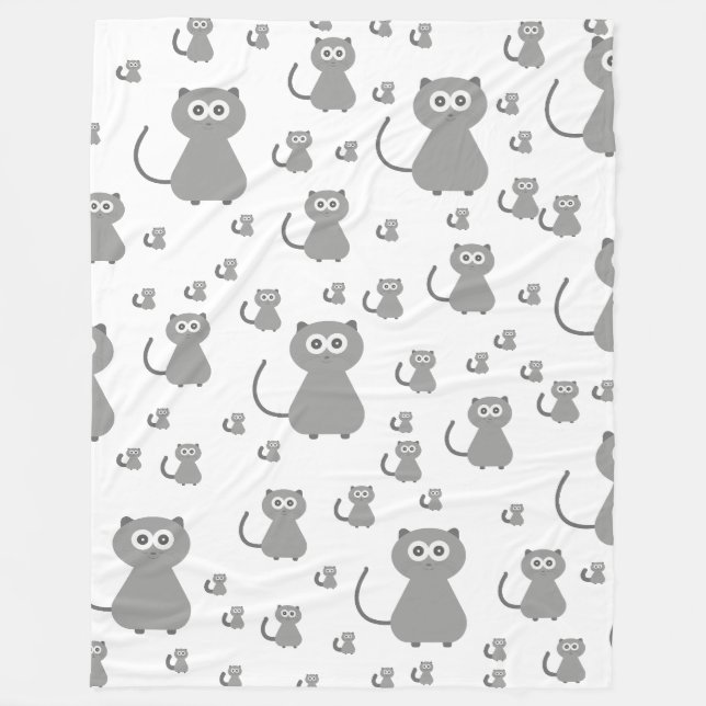 CUTE CAT PATTERN FLEECE BLANKET (Front)