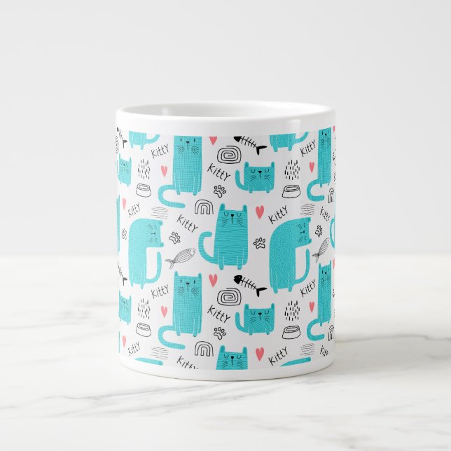 Cute Cat Pattern Giant Coffee Mug (Front)