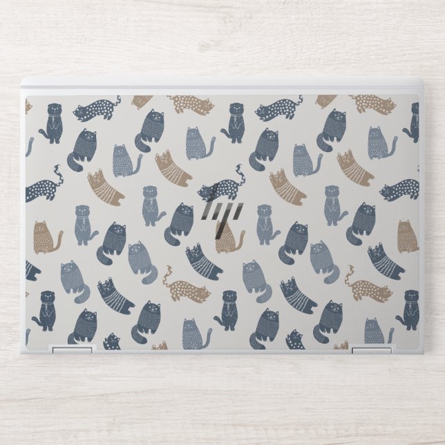 Cute Cat Pattern HP Laptop Skin – Protective Vinyl (Front)