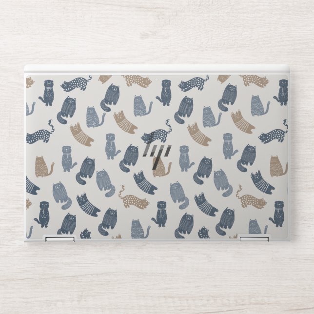 Cute Cat Pattern HP Laptop Skin – Protective Vinyl (Front)