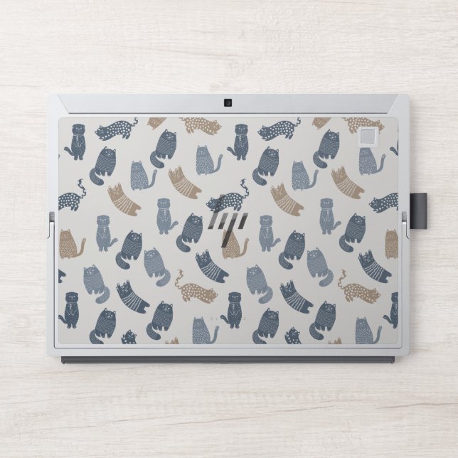 Cute Cat Pattern HP Laptop Skin – Protective Vinyl (Front)