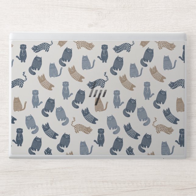 Cute Cat Pattern HP Laptop Skin – Protective Vinyl (Front)