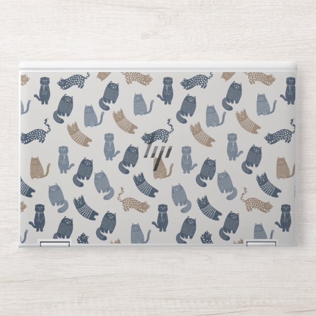 Cute Cat Pattern HP Laptop Skin – Protective Vinyl (Front)