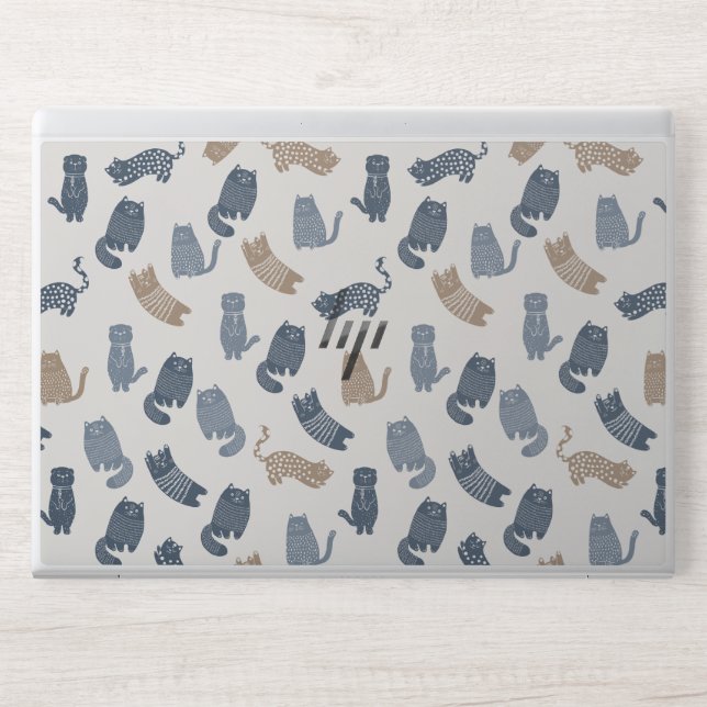 Cute Cat Pattern HP Laptop Skin – Protective Vinyl (Front)