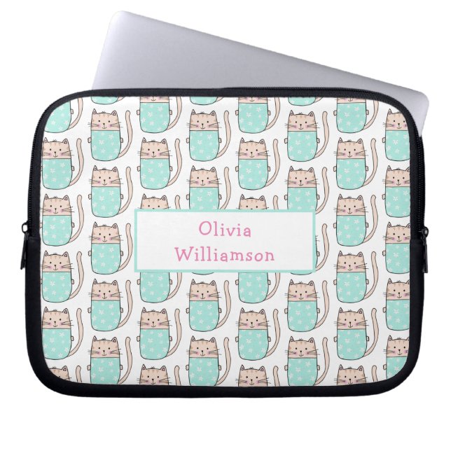 Cute Cat Pattern  Laptop Sleeve (Front)