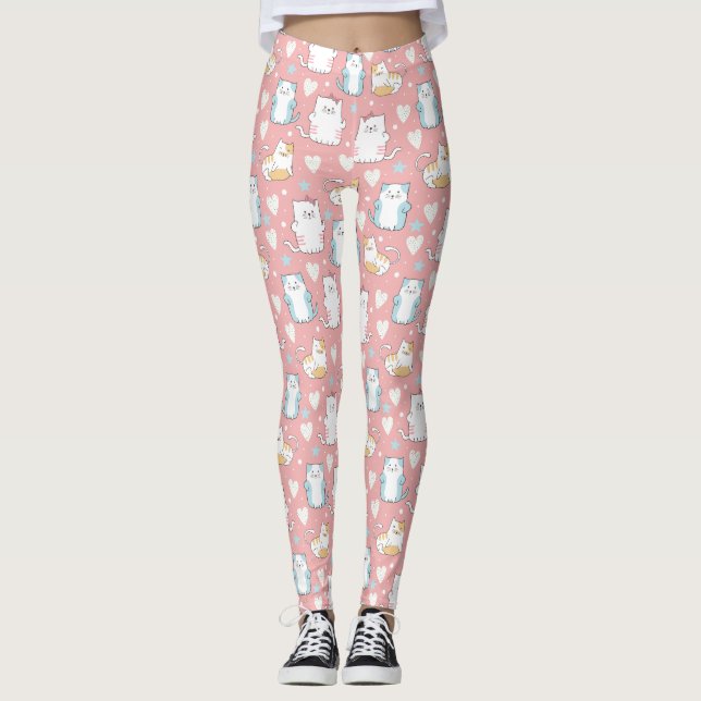 Cute Cat Pattern Leggings (Front)