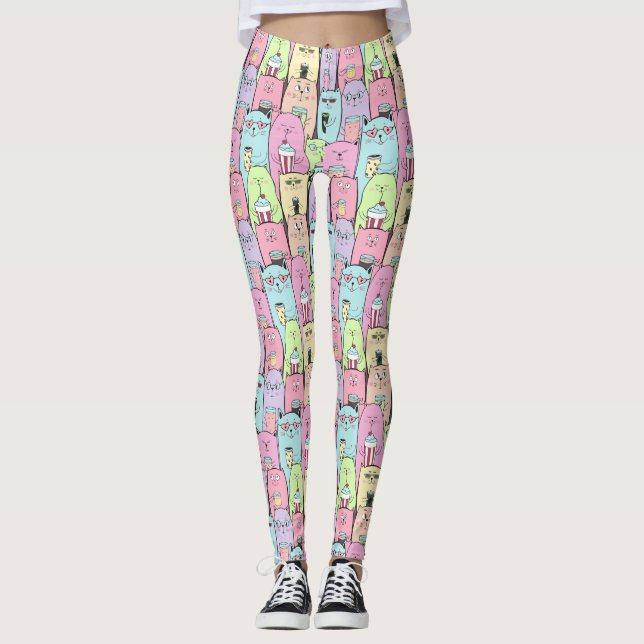 Cute Cat Pattern Leggings (Front)