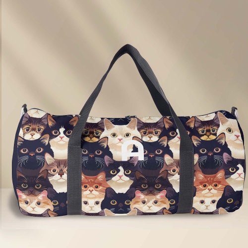 Cute cat pattern monogrammed  duffle bag