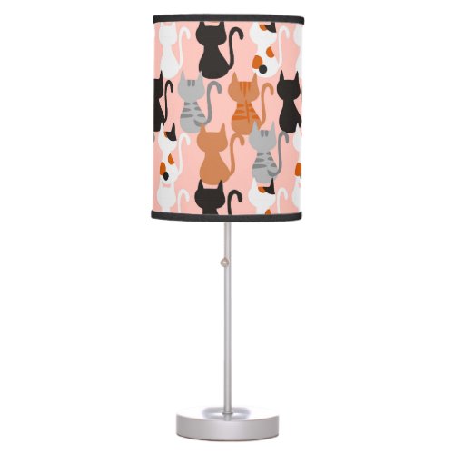 Cute Cat Pattern On Blush Pink Table Lamp