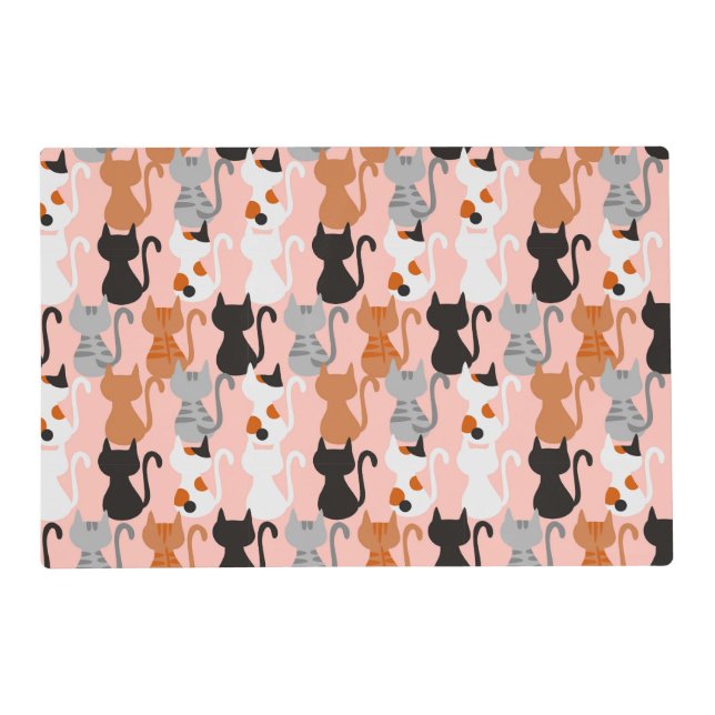 Cute Cat Pattern On Blush Placemat (Front)