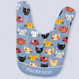 Cute Cat Pattern Personalized Baby Bib