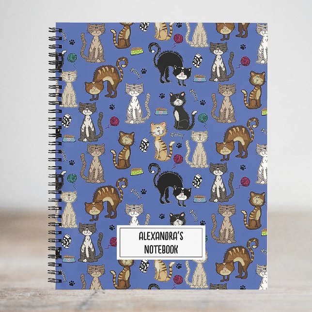 Cute Cat Pattern Personalized  Notebook (Creator Uploaded)