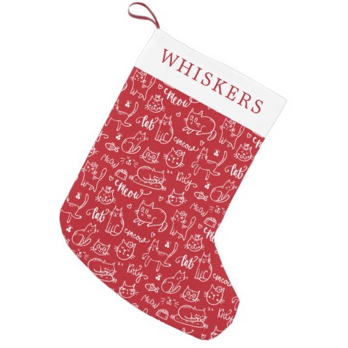 Cute Cat Pattern Pet Name Small Christmas Stocking