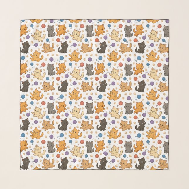 Cute Cat Pattern Scarf (Front)