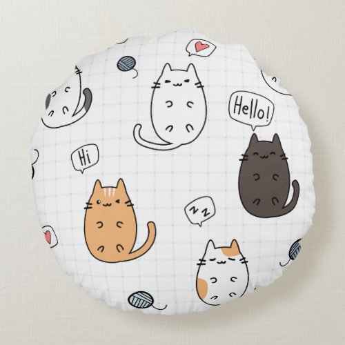 Cute cat pattern square  round pillow